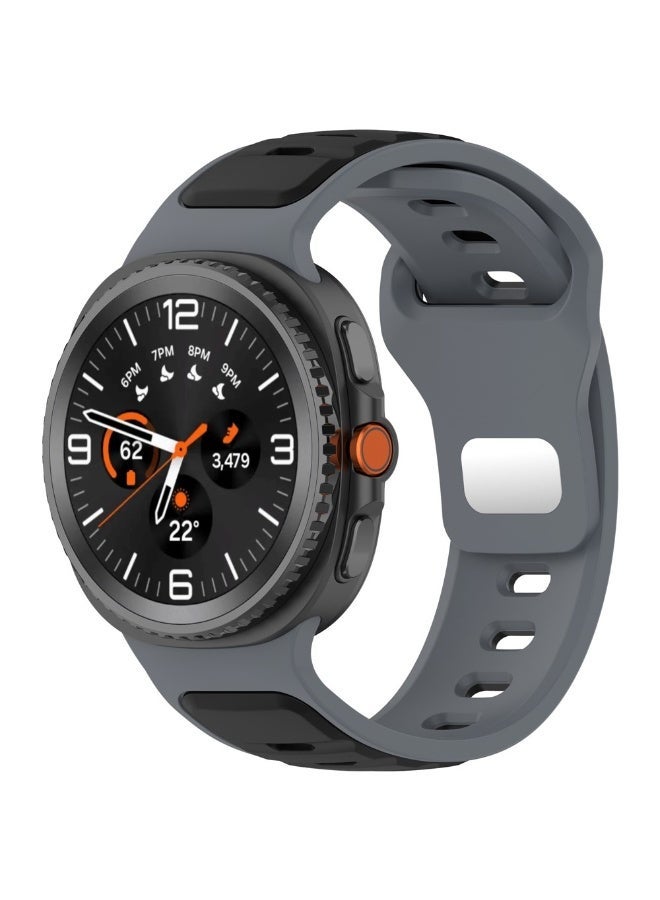 Silicone Strap for Samsung Galaxy Watch 8 40mm 44mm / Galaxy Watch 8 Classic 46mm Dual Color Sport Wrist Band - (Black/Grey) - Image 2